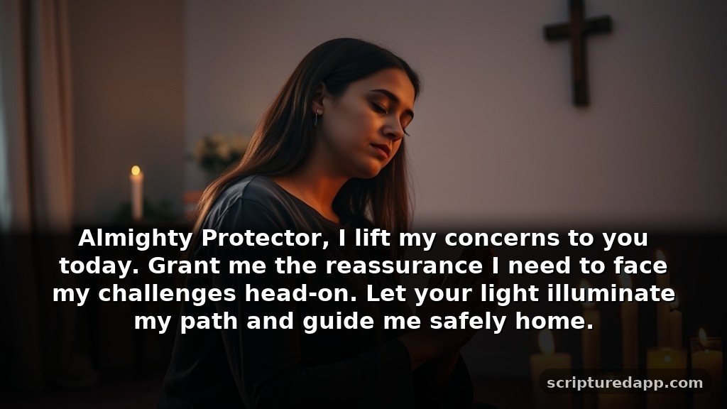 Heartfelt Prayer for Immediate Help from God for Protection: Almighty Protector, I lift my concerns to you today. Grant me the reassurance I need to face my challenges head-on. Let your light illuminate my path and guide me safely home.
