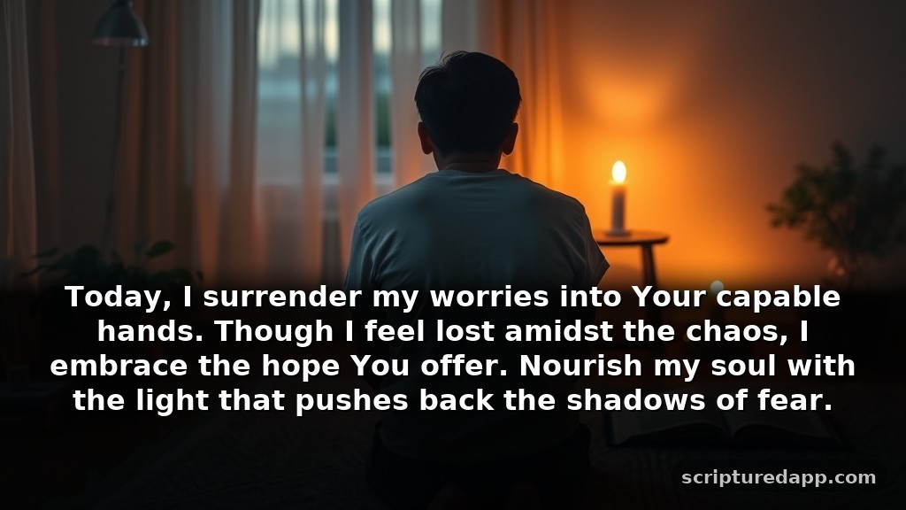 Prayer for Immediate Help from God for Difficult Seasons: Today, I surrender my worries into Your capable hands. Though I feel lost amidst the chaos, I embrace the hope You offer. Nourish my soul with the light that pushes back the shadows of fear.