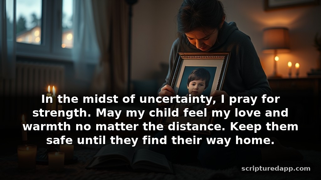 Short Prayer for Missing Child: A Quick Comfort: In the midst of uncertainty, I pray for strength. May my child feel my love and warmth no matter the distance. Keep them safe until they find their way home.