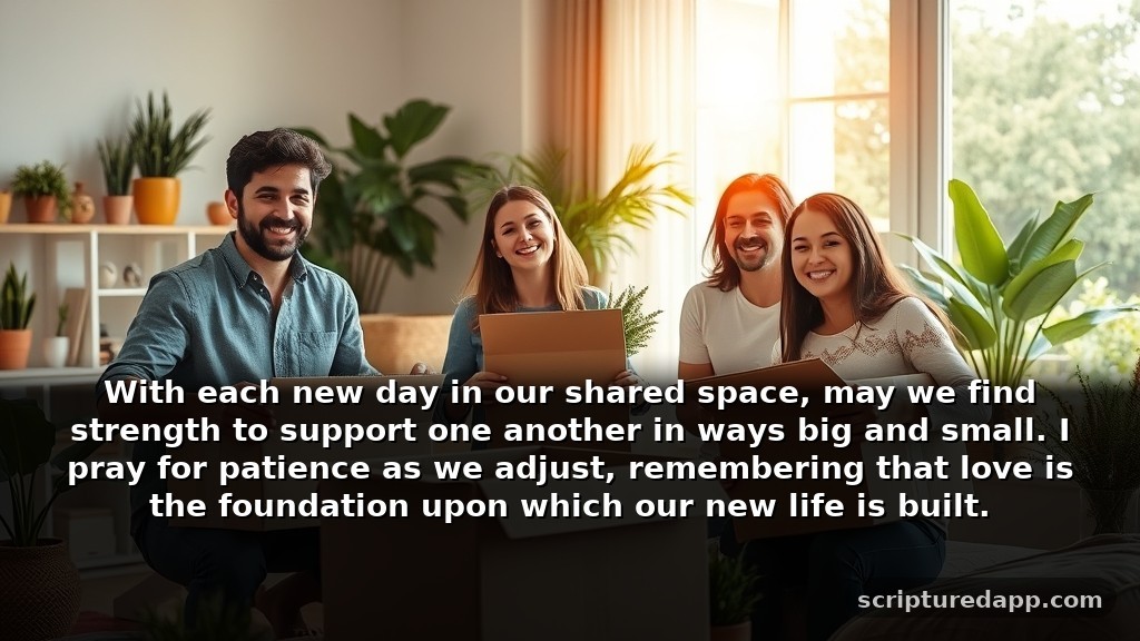 Prayer for Moving Into a New Apartment Focused on Family Togetherness: With each new day in our shared space, may we find strength to support one another in ways big and small. I pray for patience as we adjust, remembering that love is the foundation upon which our new life is built.