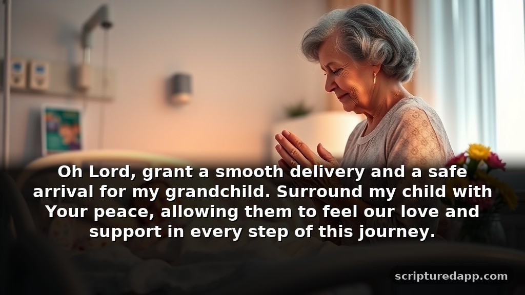 Faith-Based Prayer for Safe Delivery of Grandchild: Oh Lord, grant a smooth delivery and a safe arrival for my grandchild. Surround my child with Your peace, allowing them to feel our love and support in every step of this journey.