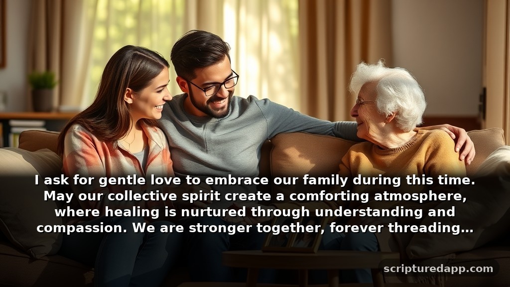 Caring Prayer for Stroke Recovery for Family Members: I ask for gentle love to embrace our family during this time. May our collective spirit create a comforting atmosphere, where healing is nurtured through understanding and compassion. We are stronger together, forever threading compassion through our lives.