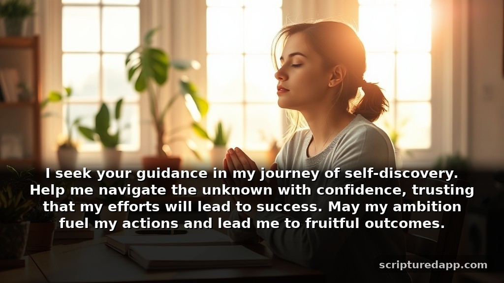 When You Need a Prayer for Success in Personal Growth: I seek your guidance in my journey of self-discovery. Help me navigate the unknown with confidence, trusting that my efforts will lead to success. May my ambition fuel my actions and lead me to fruitful outcomes.