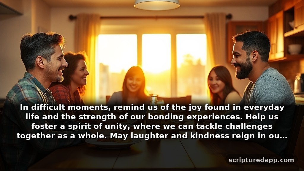Heartfelt Prayers for Things to Work Out with Family Matters: In difficult moments, remind us of the joy found in everyday life and the strength of our bonding experiences. Help us foster a spirit of unity, where we can tackle challenges together as a whole. May laughter and kindness reign in our home, nurturing the love we share.