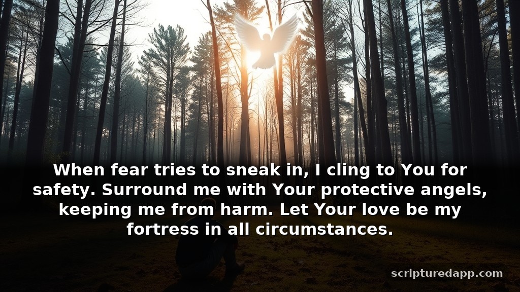 When You Need Protection: Prayer Points for God's Presence with Scriptures: When fear tries to sneak in, I cling to You for safety. Surround me with Your protective angels, keeping me from harm. Let Your love be my fortress in all circumstances.