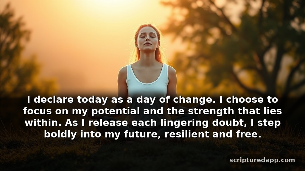 Prayer to Remove Negative Energy for Personal Growth: I declare today as a day of change. I choose to focus on my potential and the strength that lies within. As I release each lingering doubt, I step boldly into my future, resilient and free.