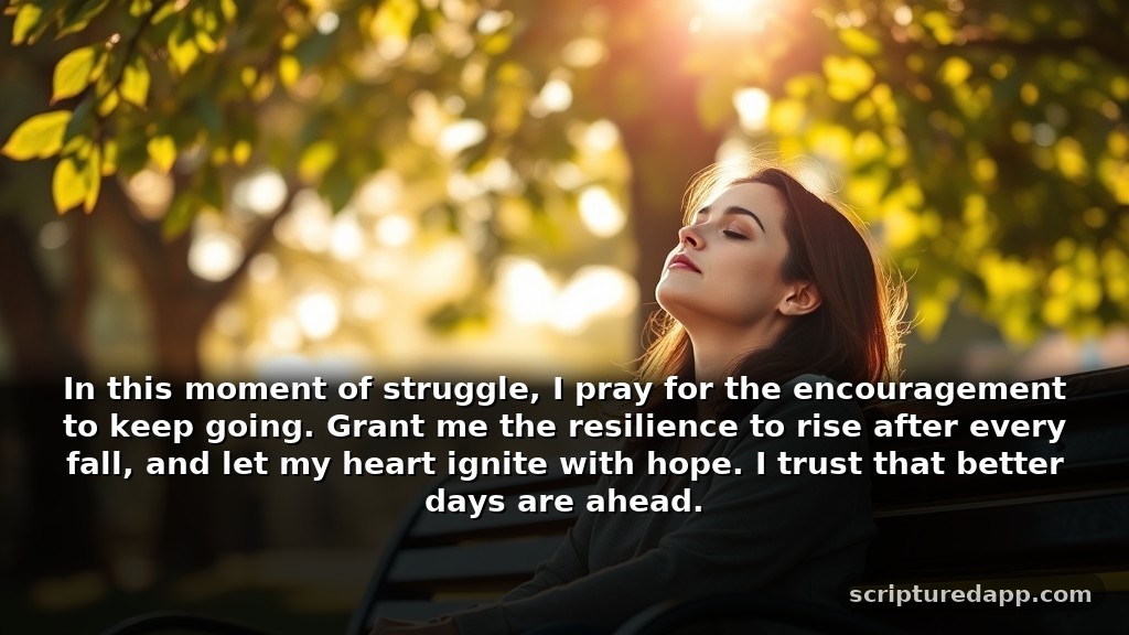 Short Prayers for Better Days When Facing Difficulties: In this moment of struggle, I pray for the encouragement to keep going. Grant me the resilience to rise after every fall, and let my heart ignite with hope. I trust that better days are ahead.