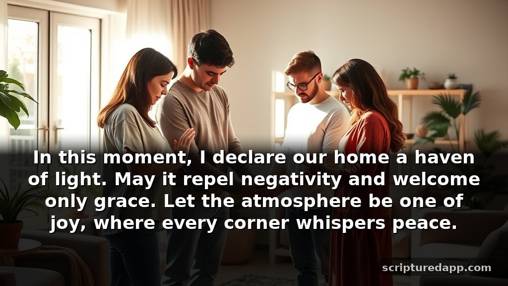 Short Prayers for Evil Spirits to Protect Your Home: In this moment, I declare our home a haven of light. May it repel negativity and welcome only grace. Let the atmosphere be one of joy, where every corner whispers peace.