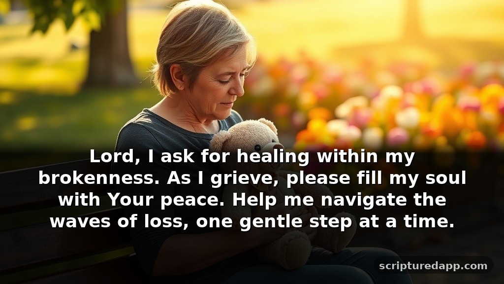 Short Prayers for Loss of a Child That Bring Comfort: Lord, I ask for healing within my brokenness. As I grieve, please fill my soul with Your peace. Help me navigate the waves of loss, one gentle step at a time.