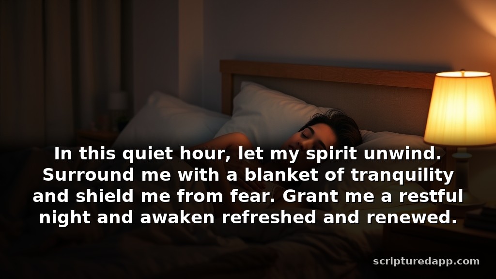 Short Prayers for Sleep Paralysis Relief: In this quiet hour, let my spirit unwind. Surround me with a blanket of tranquility and shield me from fear. Grant me a restful night and awaken refreshed and renewed.