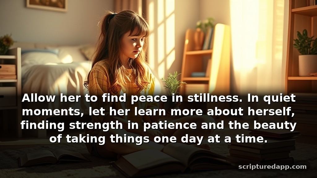 Prayers for Teenage Girl Who Needs Patience and Understanding: Allow her to find peace in stillness. In quiet moments, let her learn more about herself, finding strength in patience and the beauty of taking things one day at a time.