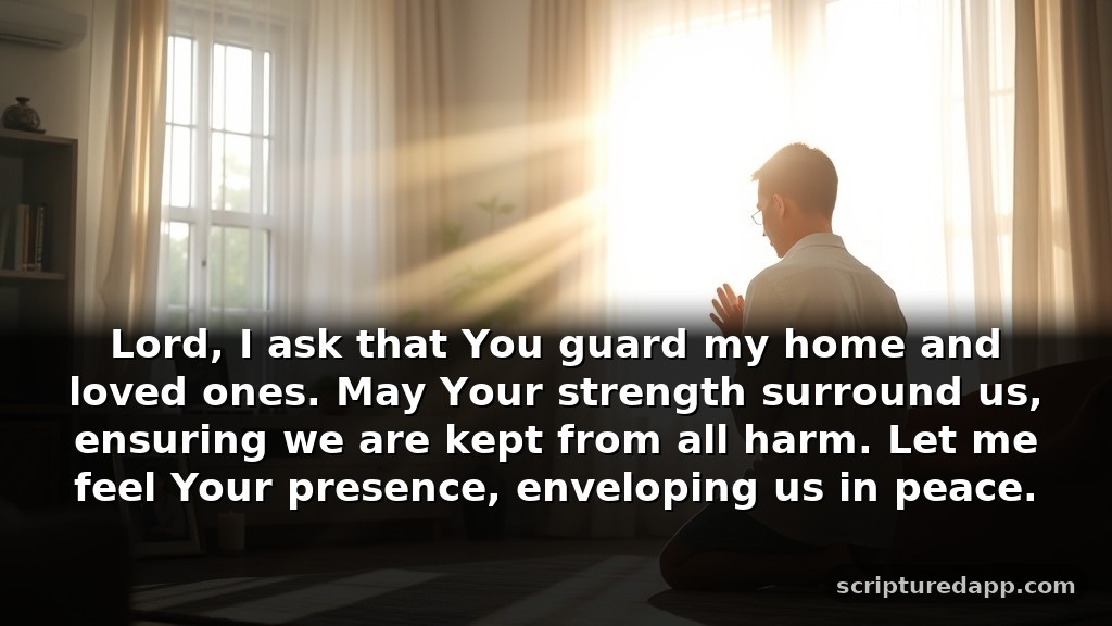 Powerful Saturday Prayer for Protection from Harm: Lord, I ask that You guard my home and loved ones. May Your strength surround us, ensuring we are kept from all harm. Let me feel Your presence, enveloping us in peace.