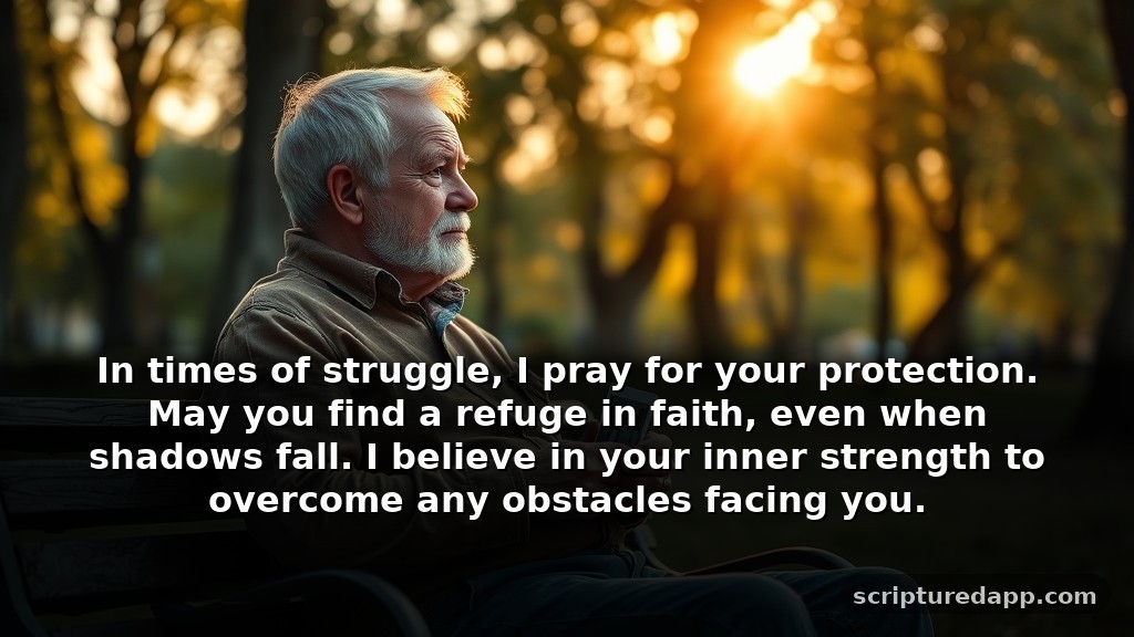 A Short Prayer for My Dad's Protection During Tough Times: In times of struggle, I pray for your protection. May you find a refuge in faith, even when shadows fall. I believe in your inner strength to overcome any obstacles facing you.