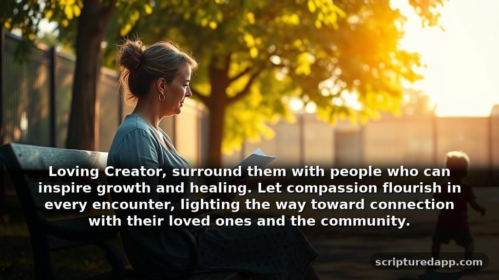 Heartfelt Short Prayer for Prisoners and Their Families: Loving Creator, surround them with people who can inspire growth and healing. Let compassion flourish in every encounter, lighting the way toward connection with their loved ones and the community.