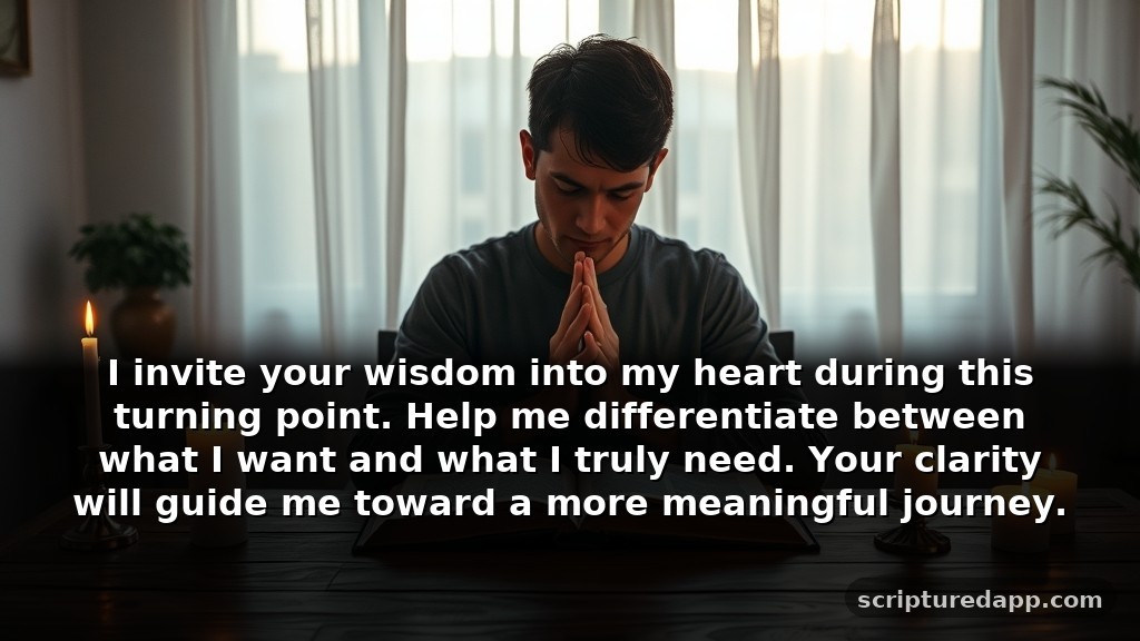 When You Need Guidance: The Most Powerful Prayer to the Holy Spirit: I invite your wisdom into my heart during this turning point. Help me differentiate between what I want and what I truly need. Your clarity will guide me toward a more meaningful journey.