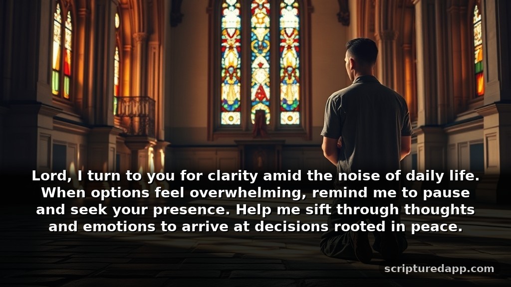 Modern Visita Iglesia Prayers for Guidance in Life Choices: Lord, I turn to you for clarity amid the noise of daily life. When options feel overwhelming, remind me to pause and seek your presence. Help me sift through thoughts and emotions to arrive at decisions rooted in peace.