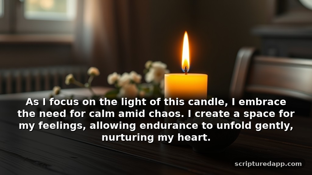 Balanced Yahrzeit Candle Prayer for Patience: As I focus on the light of this candle, I embrace the need for calm amid chaos. I create a space for my feelings, allowing endurance to unfold gently, nurturing my heart.