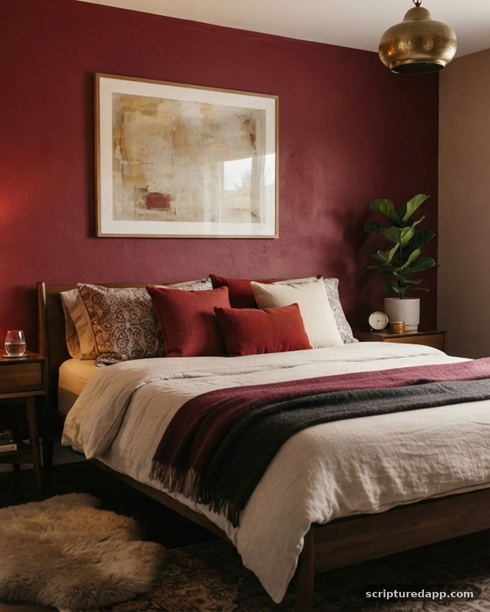 Deep Crimson Accent Wall - 5 Red Bedroom ideas
