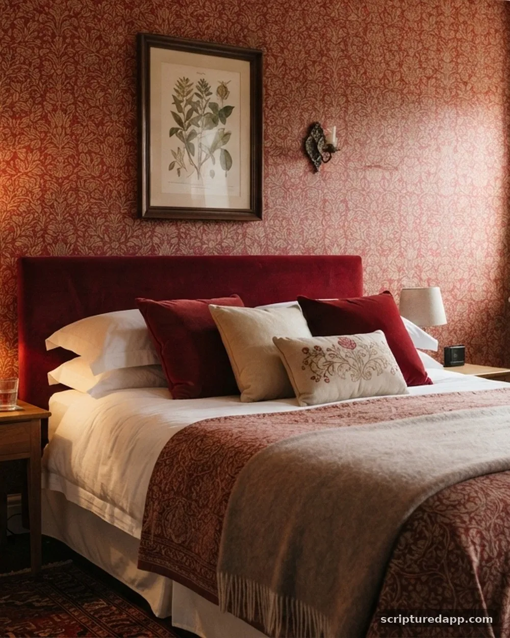 Patterned Red Wallpaper - 5 Red Bedroom ideas